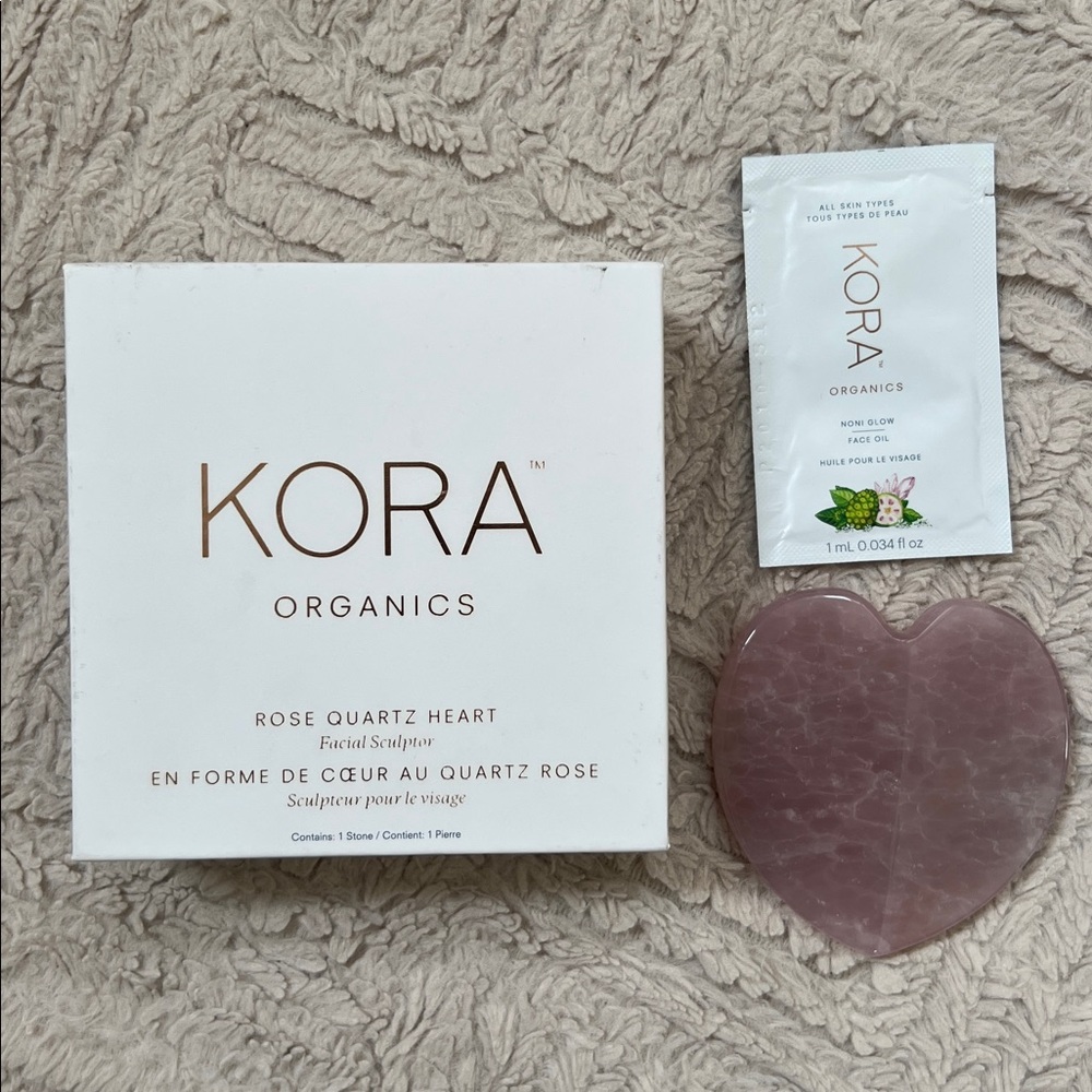 KORA Organics Rose Quartz Heart Facial Sculptor Pink Heart-Shaped Stone, New - Picture 10 of 16